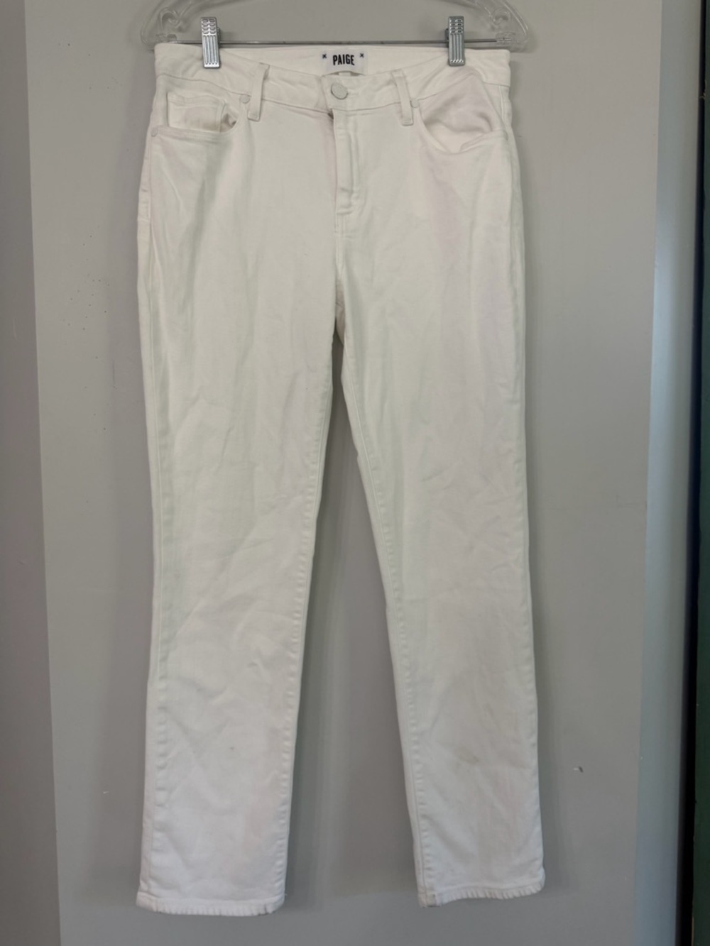 PAIGE Brigitte Women’s 27 White Straight Leg White Stretch Jeans